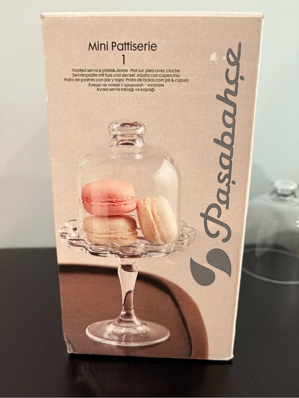 Sabah Glass Mini Cake Stand with Dome - Clear. Set of 2.